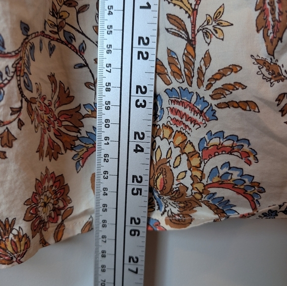 NWT White Tan Floral Sleeveless Smocked Babydoll Tank Top Women's XXL Cotton - Picture 9 of 10